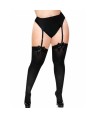 LEG AVENUE - MEDIAS ALTAS CON LACITO NEGRO ONE SIZE