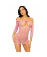 LEG AVENUE MINI VESTIDO HEART NET TALLA ÚNICA - ROSA