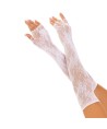 LEG AVENUE - GUANTES SIN DEDOS RED FLORAL BLANCO