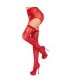 LEG AVENUE - MEDIAS ENCAJE LIGUERO ROJO