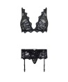 LIVCO CORSETTI FASHION - BELITA LC 90231 SUJETADOR + PANTY + LIGUERO NEGRO S/M