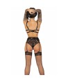 LIVCO CORSETTI FASHION - POJZON LC 90670 SUJETADOR + MEDIAS + LIGUERO + PANTY NEGRO