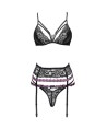 LIVCO CORSETTI FASHION - SNEHANA LC 90443 SUJETADOR + LIGUERO + PANTY NEGRO