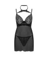 LIVCO CORSETTI FASHION - BINELLA SET BABYDOLL + TANGA NEGRO