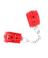KINK - APPAREILS-POIGNETS ROUGES AVEC INCRUSTATION COEUR NOIR RÉGLABLE 21-28 CM X 5,5 CM