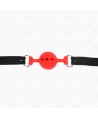 KINK - BÂILLON ENTIÈREMENT SILICONE 55 x 2 CM AVEC BOULE DE 4 CM TAILLE S ROUGE AJUSTABLE 35-51 CM