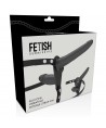 FETISH SUBMISSIVE HARNESS - VIBRATEUR NOIR DOUBLE PÉNÉTRATION