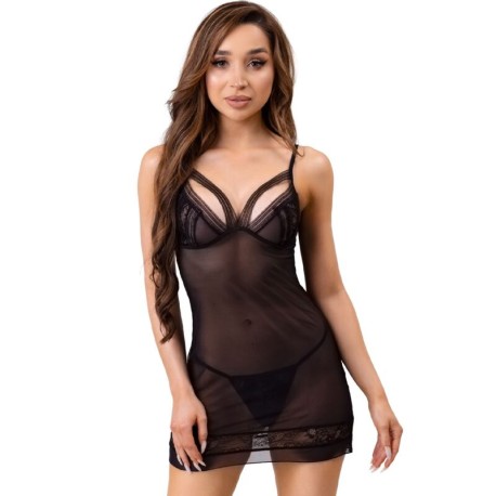 LIVCO CORSETTI FASHION - TIANA LC 20208 CHEMISE + STRING NOIR S/M