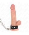 KINK - ANNEAU PÉNIS EN CUIR 21,5 X 2 CM AVEC CHAÎNE EN MÉTAL DE 60 CM ET SANGLE EN CUIR
