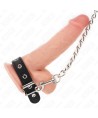 KINK - ANNEAU PÉNIS EN CUIR 21,5 X 2 CM AVEC CHAÎNE EN MÉTAL DE 60 CM ET SANGLE EN CUIR