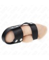 KINK - ANNEAU DE CAGE À PÉNIS EN CUIR AVEC SÉPARATEUR DE BALLES RÉGLABLE