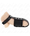 KINK - ANNEAU DE CAGE À PÉNIS EN CUIR AVEC SANGLE RÉGLABLE DE SÉPARATION DES BALLES REVÊTUEUSE