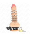 KINK - ANNEAU PÉNIS EN CUIR AVEC SANGLE DE VERROUILLAGE 21 X 2 CM ET 5 ANNEAUX MÉTALLIQUES DE 3 CM À 4 CM