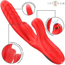 INTENSE - KAROL VIBRATEUR MULTIFONCTION POUSSÉE STIMULATION ONDES STIMULANTES ROUGE