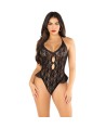 LEG AVENUE - BODY AVEC NOEUD ET VOLANTS NOIR TAILLE UNIQUE