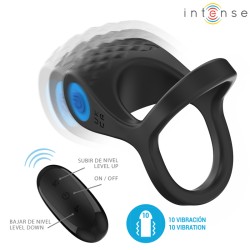 INTENSE - ALEX VIBRATEUR DOUBLE ANNEAU PÉNIS 10 VIBRATIONS NOIR