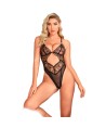 SUBBLIME - 955229 BODY TRANSPARENT AVEC DENTELLE CREUSE NOIR L/XL