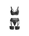 SUBBLIME - 955236 ENSEMBLE SOUTIEN-GORGE BONDAGE NOIR AVEC JARRETELLE S/M