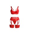 SUBBLIME - 955267 ENSEMBLE SOUTIEN-GORGE BONDAGE ROUGE AVEC JARRETELLE L/XL