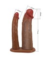 PRETTY LOVE - MANCHON DOUBLE PÉNIS YAIRON AVEC EXTENSION DE 4 CM MULÂTRE