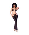 CHILIROSE - CR 4851 SET TOP NEGRO Y LEGGINS CON COMPLEMENTOS DORADOS