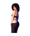 CHILIROSE - CR 4851 SET TOP NEGRO Y LEGGINS CON COMPLEMENTOS DORADOS
