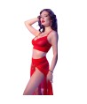 CHILIROSE - CR 4850 SET TOP ROJO Y LEGGINS CON COMPLEMENTOS DORADOS S
