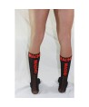 MACHO - CHAUSSETTES FINES TAILLE UNIQUE NOIR/ROUGE
