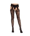 LEG AVENUE - BAS EN DENTELLE FLORALE AVEC JARRETELLES UNITED BLACK