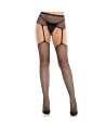 LEG AVENUE - BAS EN DENTELLE AVEC CROIX ET PORTE-JARRETELLES NOIR
