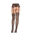 LEG AVENUE - BAS EN DENTELLE AVEC CROIX ET PORTE-JARRETELLES NOIR