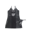SUBBLIME - 957520 VESTIDO DE CUERO CON ENCAJE FLORAL NEGRO S/M