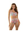 SUBBLIME - 957643 CONJUNTO SUJETADOR Y LIGUERO CON BORDADOS DE FLORES ROSAS S/M
