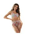 SUBBLIME - 957643 CONJUNTO SUJETADOR Y LIGUERO CON BORDADOS DE FLORES ROSAS S/M