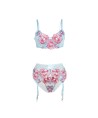 SUBBLIME - 957643 CONJUNTO SUJETADOR Y LIGUERO CON BORDADOS DE FLORES ROSAS S/M