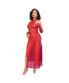 CHILIROSE - CR 4853 VESTIDO ROJO DE ENCAJE CON GUANTES S/M