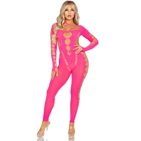 LEG AVENUE - BODYSTOCKING ROSE DOS OUVERT TAILLE UNIQUE