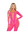 LEG AVENUE - BODYSTOCKING ROSE DOS OUVERT TAILLE UNIQUE