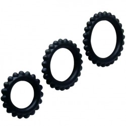 BAILE - TITAN SET 3 PCS COCK RING NOIR 2.8 + 2.4 + 1.9 CM