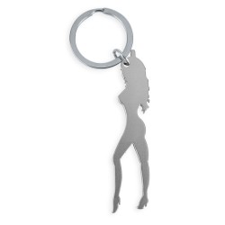 DIABLO PICANTE - PORTE-CLÉS AVEC SILHOUETTE FÉMININE ARGENTÉE AVEC DÉCAPOTEUR