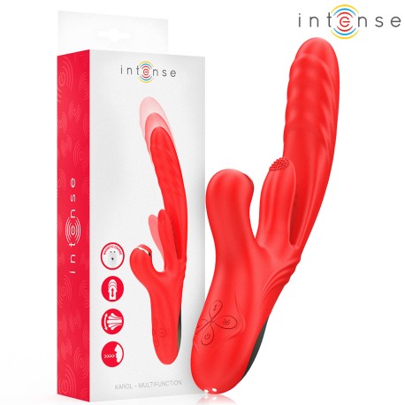 INTENSE - KAROL VIBRATEUR MULTIFONCTION POUSSÉE STIMULATION ONDES STIMULANTES ROUGE