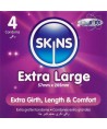 SKINS - PACK DE 4 PRÉSERVATIFS EXTRA LARGES PREMIUM
