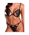 PASSION - ENSEMBLE SOUTIEN-GORGE + STRING RESILQUE NOIR L/XL