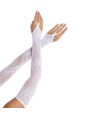 LEG AVENUE - GANTS CHAUFFANTS EXTRA LONGS EN DENTELLE FLORALE BLANCS