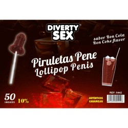DIABLO GOLOSO - 50 SUCETTES PÉNIS SAVEUR RON COLA 10% ALCOOL