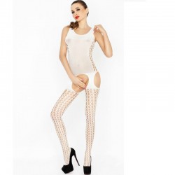 PASSION WOMAN BS029 BODYSTOCKING BLANC TAILLE UNIQUE