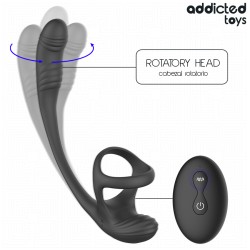 ADDICTED TOYS - PLUG ANAL AVEC VIBRATION, ONDULATION À 360° ET STIMULATEUR DE TESTICULES