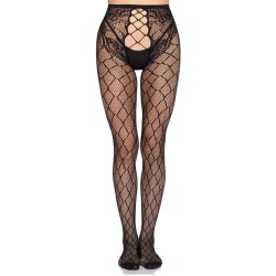 LEG AVENUE - 1966 COLLANTS RÉSILLE AVEC CULOTTE SANS ENTREJAMBE NOIR - TAILLE UNIQUE