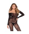 LEG AVENUE - 89366 LINGERIE EN DENTELLE BODYSTOCKING NOIR - TAILLE UNIQUE