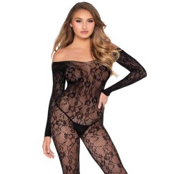LEG AVENUE - 89366 LINGERIE EN DENTELLE BODYSTOCKING NOIR - TAILLE UNIQUE